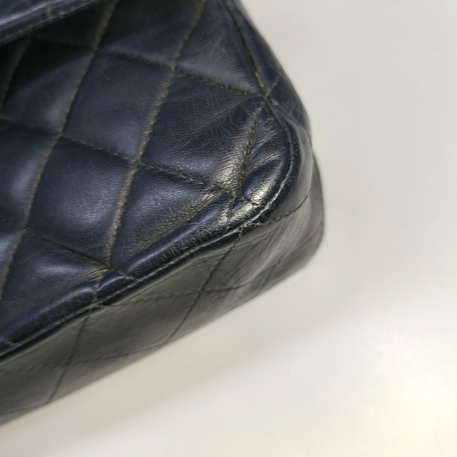 Chanel Timeless Classic Flap Medium Black Lambskin Leather Silver Hardware, 2009-2010