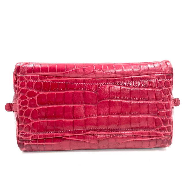 Prada Inside Bag Red Crocodile Leather Pink Lambskin Leather Interior Medium