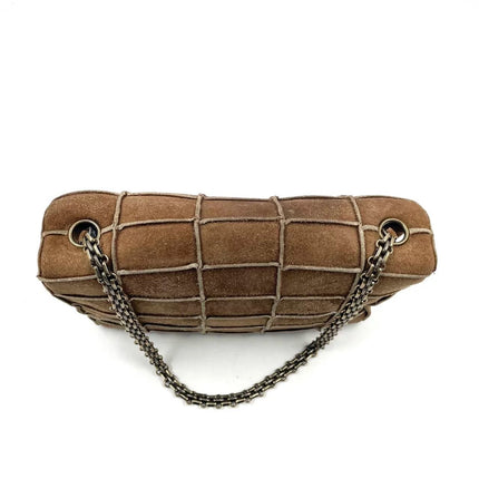 Chanel 2.55 Flap Bag Vintage Chocolate Bar 1997 Medium Suede Brown