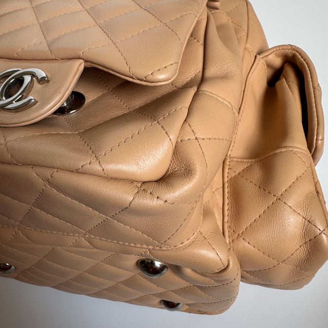 Chanel Cambon Multi-pocket Ligne Reporter Bag Large Beige Calfskin Leather