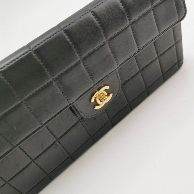 Chanel East West Chocolate Bar Black Leather