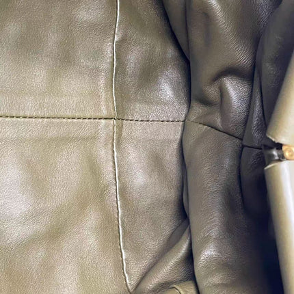 Bottega Veneta Pouch Calfskin Leather Dark Green Large