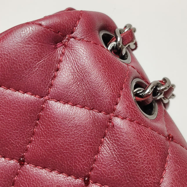 Chanel Seasonal Flap Mini Burgundy Lambskin Leather With Beads