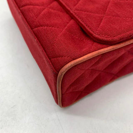 Chanel Mini Top Handle Bag Red Fabric Gold Hardware