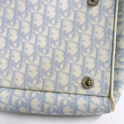 Dior No. 1 Rasta Trotter Bowling Bag Blue Oblique Canvas White Patent Leather