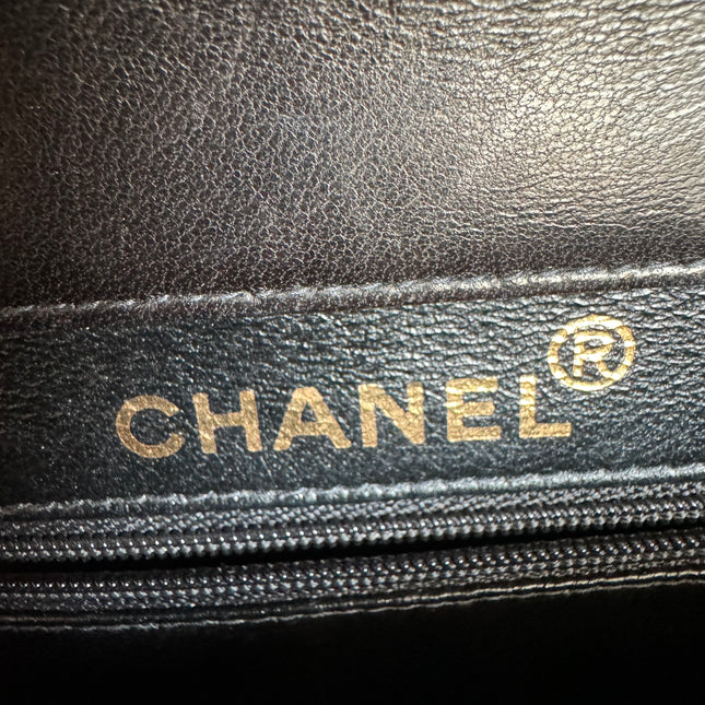 Chanel Double Sided Small Classic Flap Black Lambskin Leather 24k Gold Hardware, 1996-1997