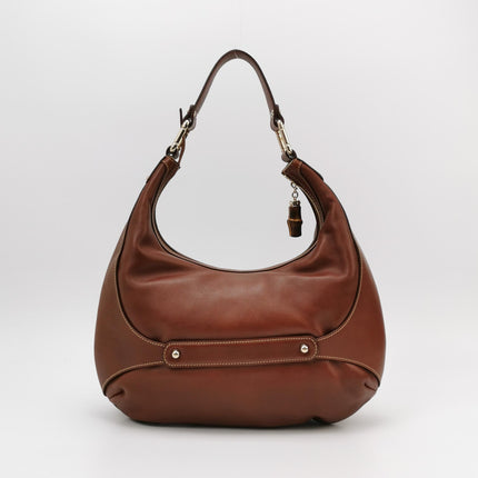 Gucci Bamboo Amalfi Hobo Horsebit Shoulder Bag Brown Leather