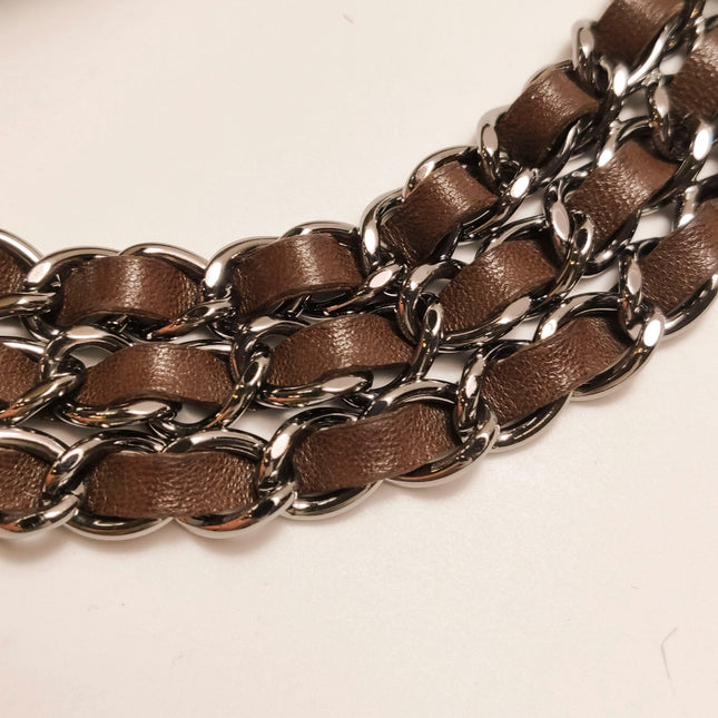 Chanel Fur Flap Bag Brown Grey Chincilla Bag Multi-Layer Chain