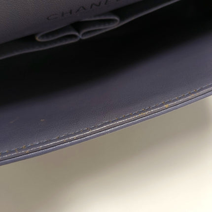 Chanel Classic Flap Maxi Ash Navy Lambskin Leather Double Flap Silver Hardware 2011