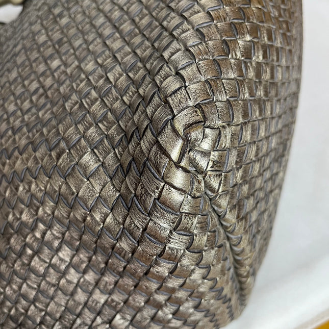 Bottega Veneta Cabat Large Intreccio Deerskin Leather Tote Bag Gold
