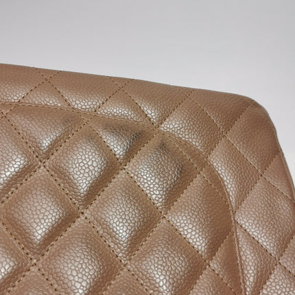Chanel Classic Flap Jumbo 2009 Coffee Brown Caviar Leather Single Flap Silver Hardware