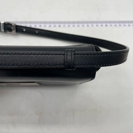 Gucci Vintage Black Leather Shoulder Bag Jumbo Square G Logo