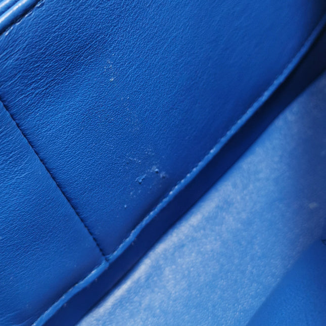 Chanel Timeless Classic Flap Medium Blue Lambskin Leather Silver Hardware