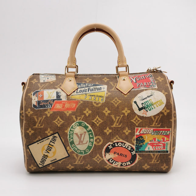 Louis Vuitton Speedy 30 Bandouliere Monogram Hotel Labels