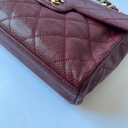 Chanel Vintage Burgundy Caviar Leather Shoulder Bag 24k Gold HW