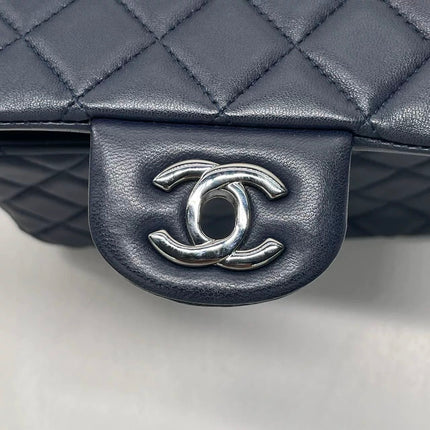 Chanel Classic Flap Mini 2014 Navy Lambskin Leather Silver Hardware