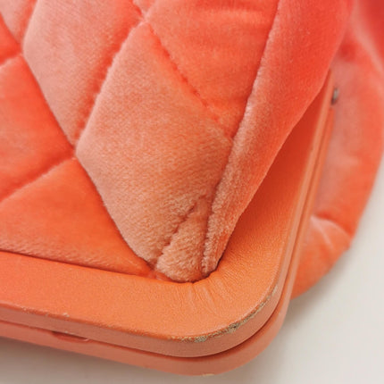 Chanel KissLock Coral Orange Velvet Crossbody Bag