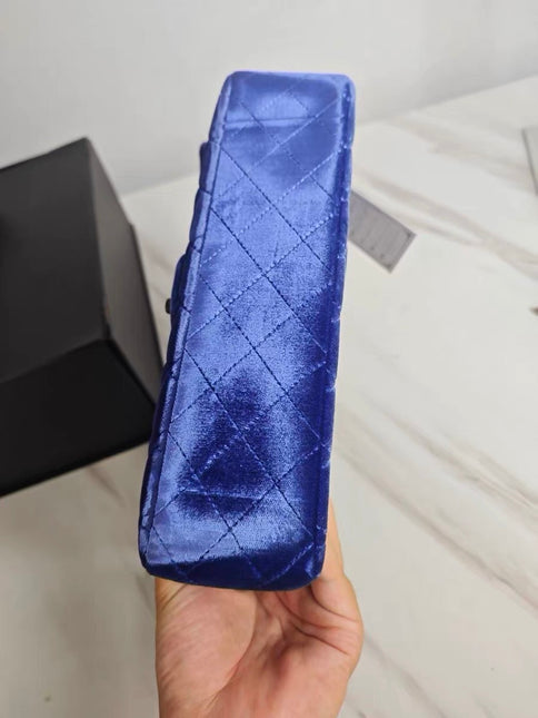 Chanel Classic Flap Medium Royal Blue Velvet Silver Hardware