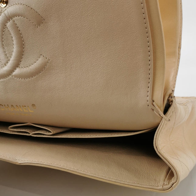 Chanel Classic Flap Medium Beige Lambskin Leather with Gold HW, 2009