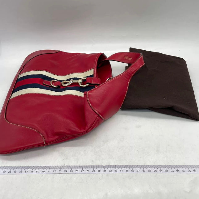 Gucci Jackie Vintage Bouvier Hobo Red Leather with Web Accent