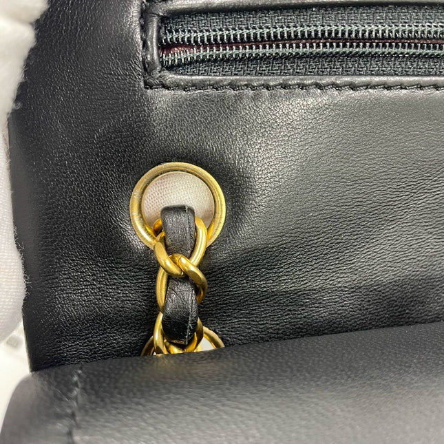Chanel Classic Flap Vintage Medium Black Lambskin Leather with 24k Gold HW, 1991-1994