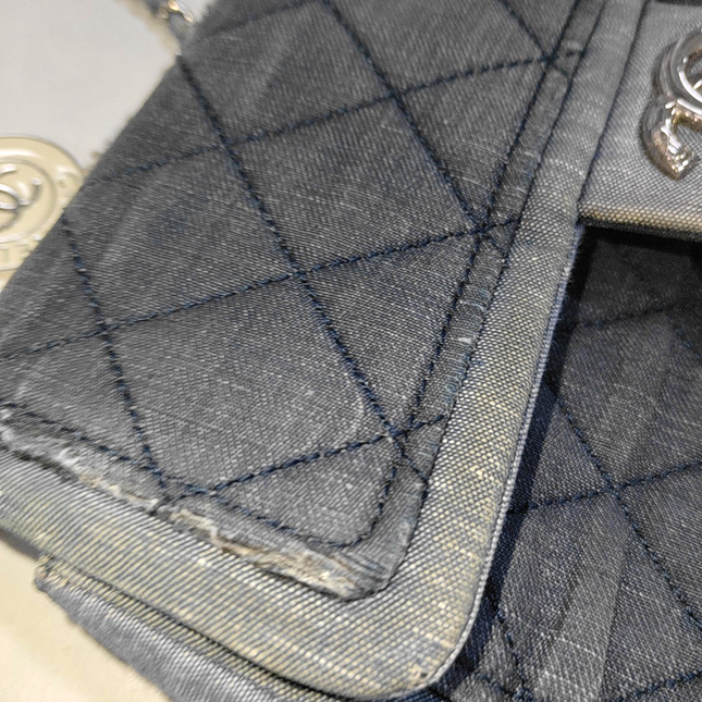 Chanel Classic Flap Mini Denim Blue Silver Hardware 2014-15