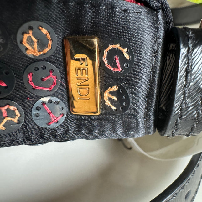 Fendi Baguette Multicolor Button Embroidered Leather Shoulder bag