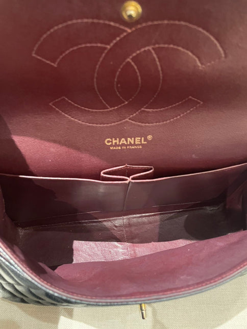 Chanel Classic Flap Jumbo 2012 Black Caviar Leather Double Flap Gold Hardware