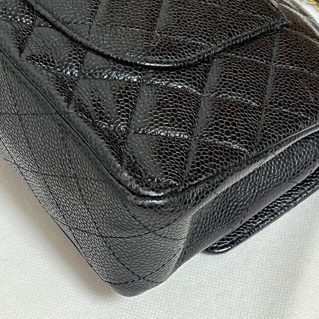 Chanel Classic Flap Medium Black Caviar Leather with 24k Gold Hardware, 2008