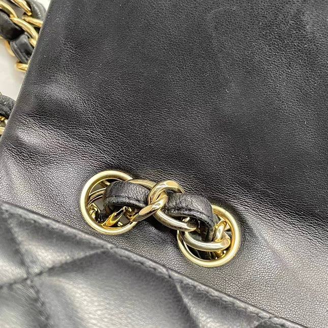 Chanel Classic Flap Jumbo Black Lambskin Leather Single Flap Gold Hardware 2010-11