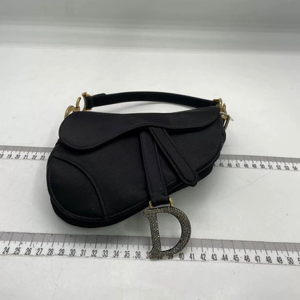 Dior Saddle Mini Silk Handbag Black with crystals