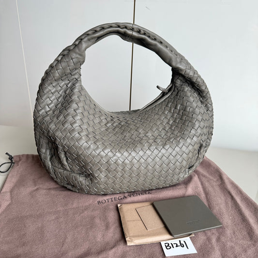 Sold Bottega Veneta Belly Hobo Intrecciato Grey Leather Medium 40cm-Luxbags