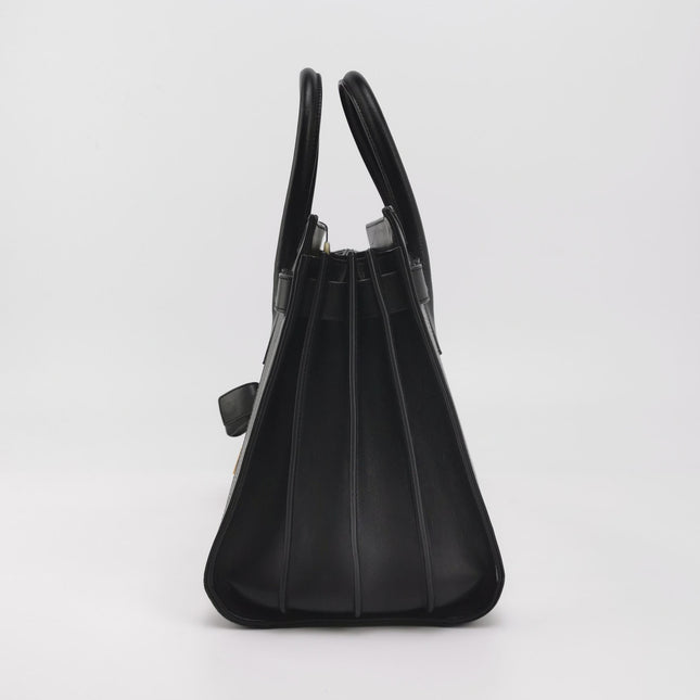 Saint Laurent Sac De Jour Small Black and White Striped Leather Handbag