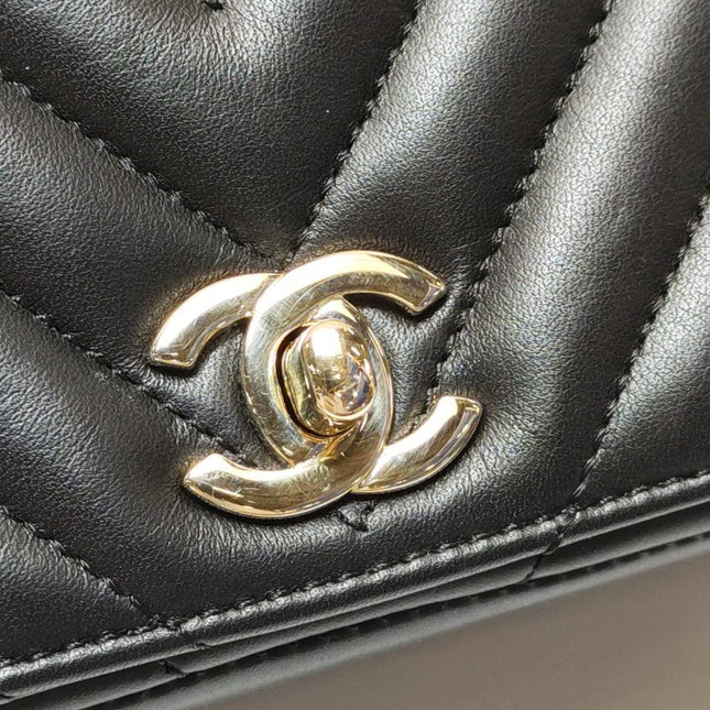 Sold Chanel Classic Flap Rectangular Mini Chevron Quilted Calfskin Leather Black