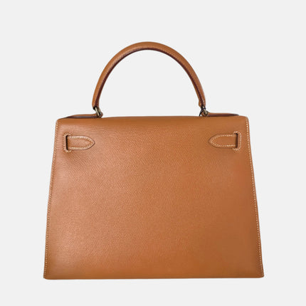Hermes Kelly 28 Sellier Brown Gold Epsom Leather Gold Hardware 1985