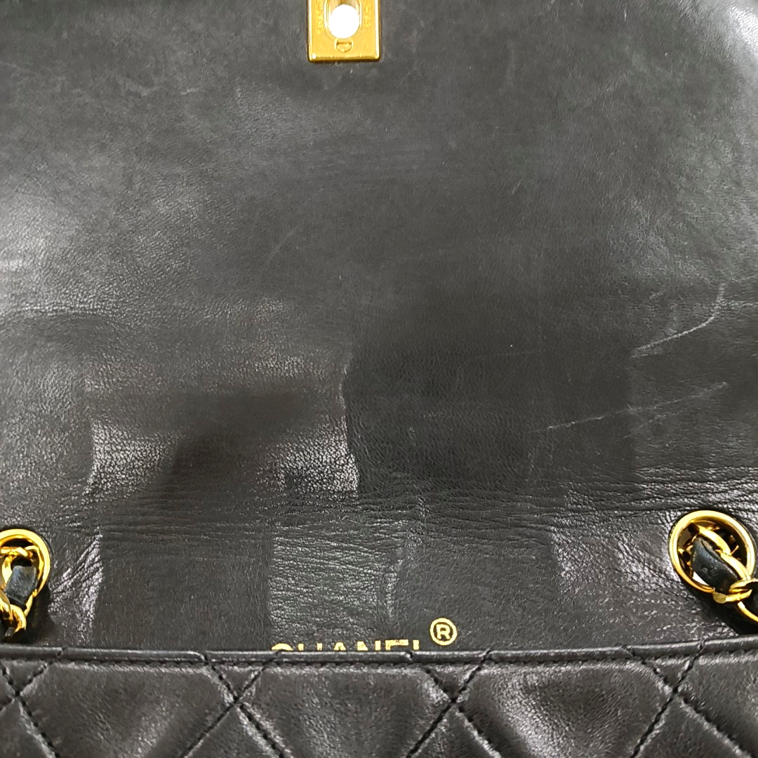 Chanel Diana CC Flap Bag Vintage Black Lambskin Leather with 24k Gold HW, 1989-1991