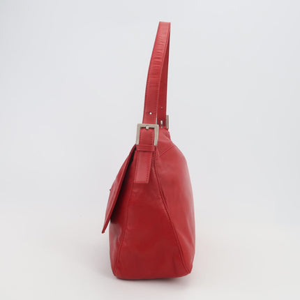 Fendi Mamma Baguette Red Lambskin Leather Silver Hardware