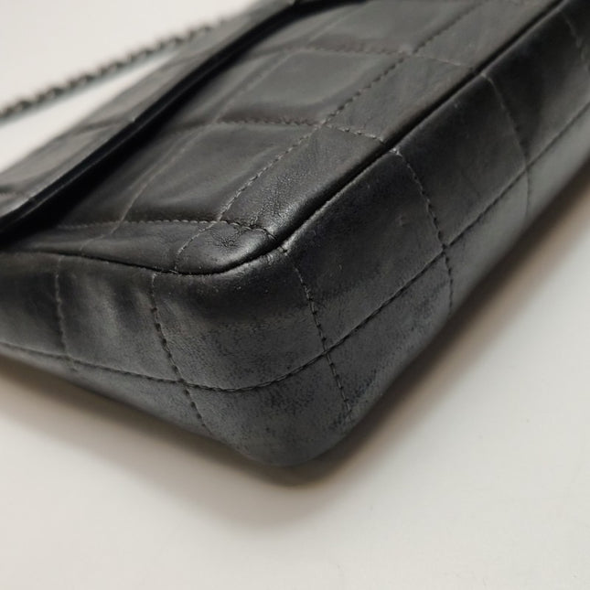 Chanel East West Chocolate Bar Black Leather Silver Hardware, 2000-2002