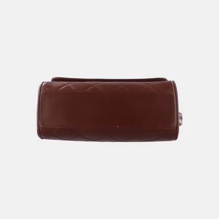 Chanel Vintage Quilted Flap Crossbody Messenger Bag Deep Burgundy Brown