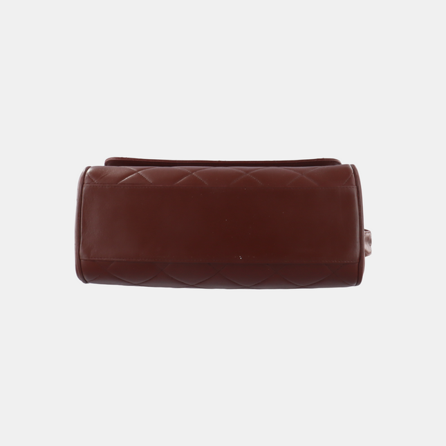 Chanel Vintage Quilted Flap Crossbody Messenger Bag Deep Burgundy Brown