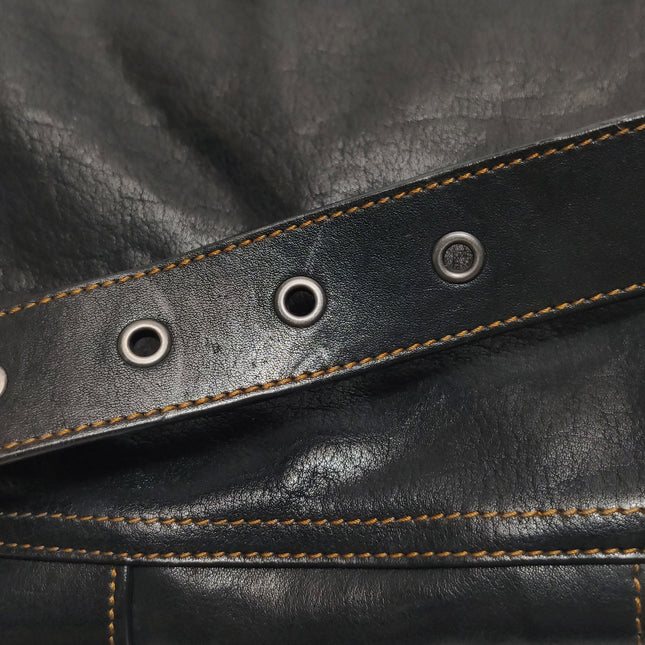 Dior Vintage Gaucho Large Black Leather Crossbody Bag