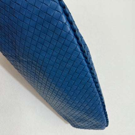 Sold Bottega Veneta Veneta Hobo Medium Blue Intrecciato Leather Bag 47cm