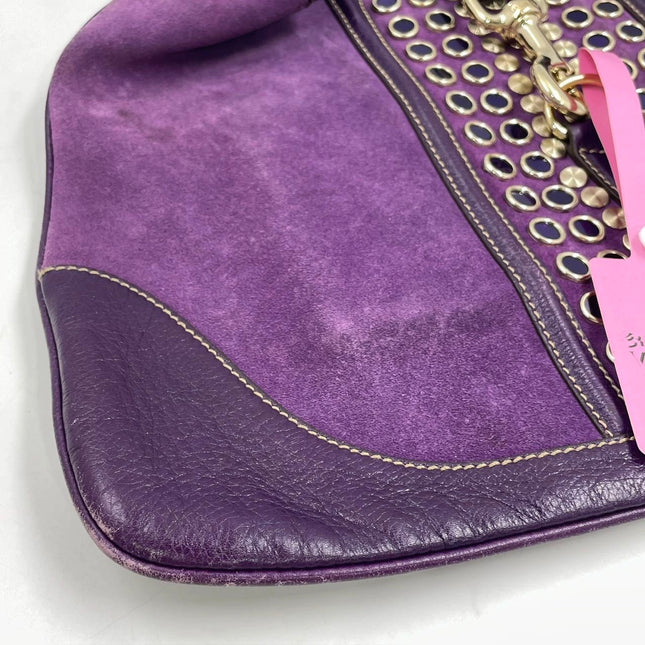 Gucci Jackie Vintage Large Purple Suede Leather Ringlets Decoration