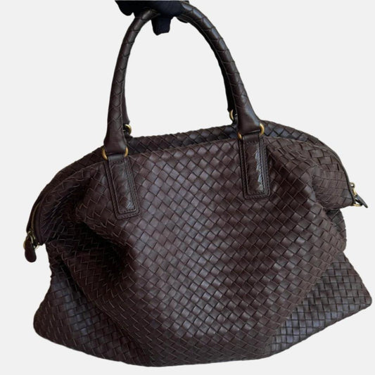 Bottega Veneta Maxi Convertible Tote Bag Hobo Chocolate Brown Leather Two-way Carry 50cm-Luxbags