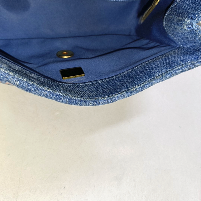Chanel Classic Flap Mini Rectangular Blue Denim Jeans Gold Hardware Microchip