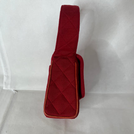 Chanel Mini Top Handle Bag Red Fabric Gold Hardware