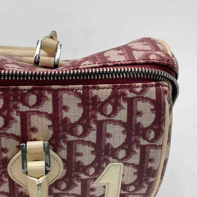 Dior No. 1 Rasta Trotter Bowling Bag Red Oblique Canvas White Patent Leather