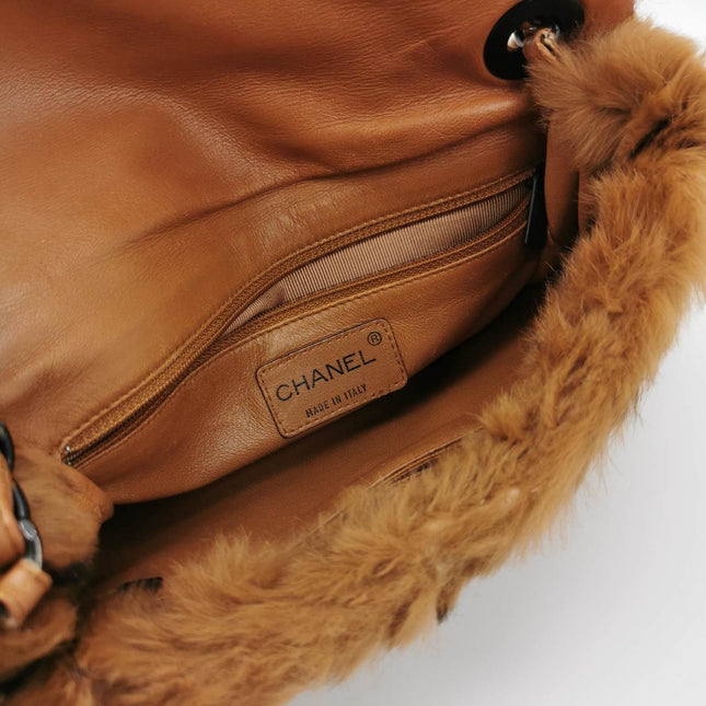 Sold Chanel 2002 Brown Lapan Rabbit Fur Vintage Flap Bag