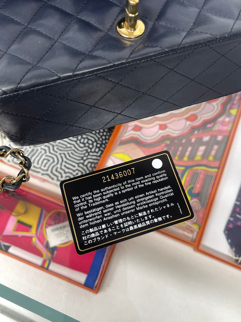 Chanel Classic Flap Rectangular Mini 2015 Navy Lambskin Gold Hardware