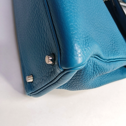 Hermes Kelly Retourne 32 Clemence Leather B3 Bleu Zanzibar Palladium Hardware 2013